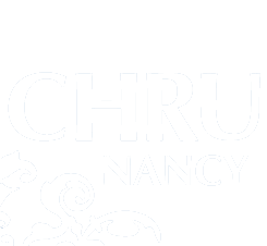 Logo CHRU Nancy de couleur blanche client COZii, pour mieux s'orienter